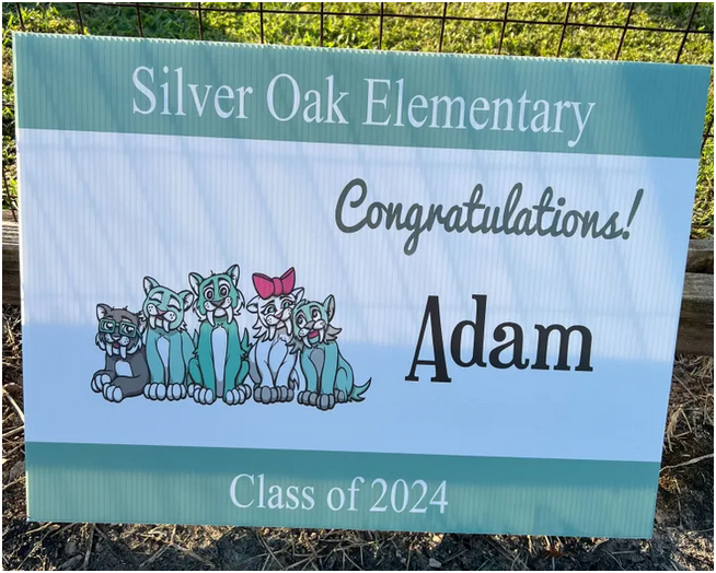 yard sign with multiple font styles