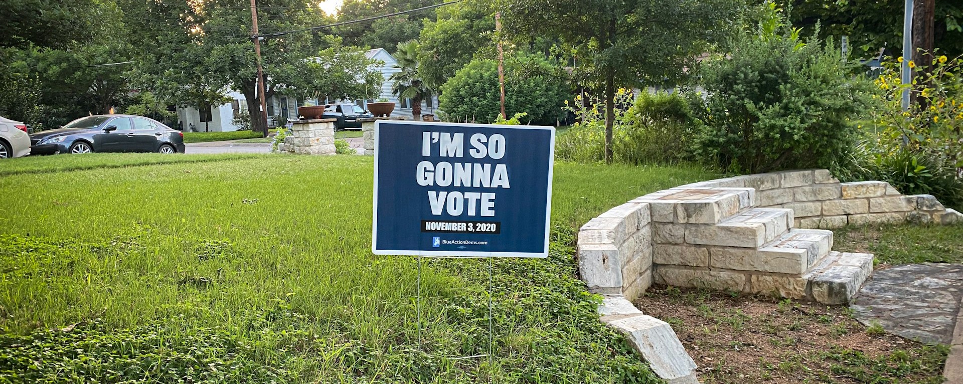 political yard sign on lawn