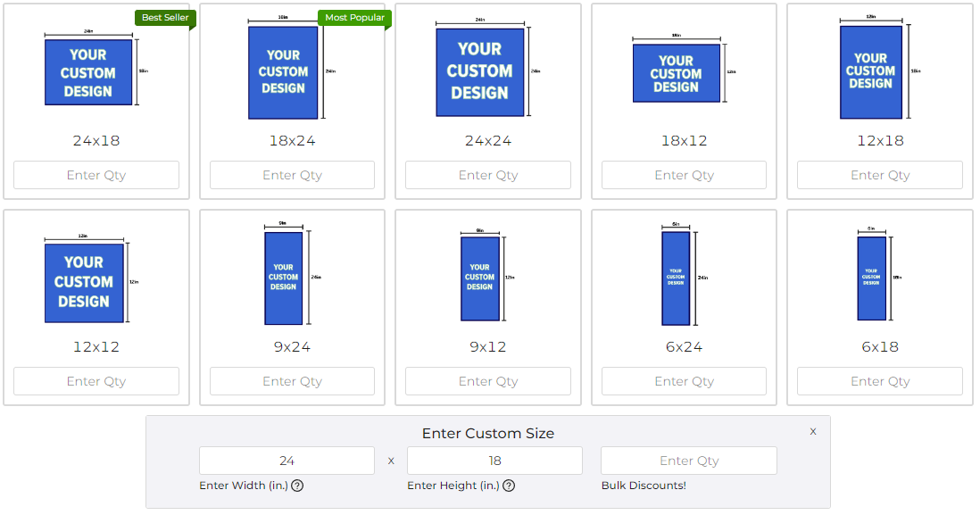 Custom Yard Sign Size Selection