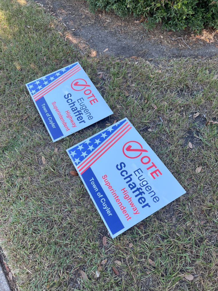 customer photos of yard sign plus