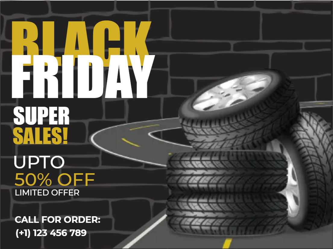 Custom Outdoor Yard Signs Multiple Sizes Black Friday Tires