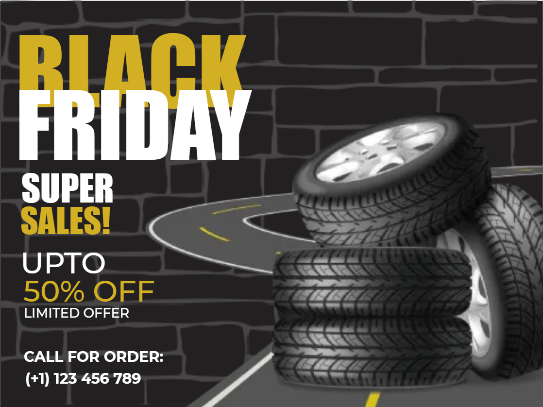 Custom Outdoor Yard Signs Multiple Sizes Black Friday Tires
