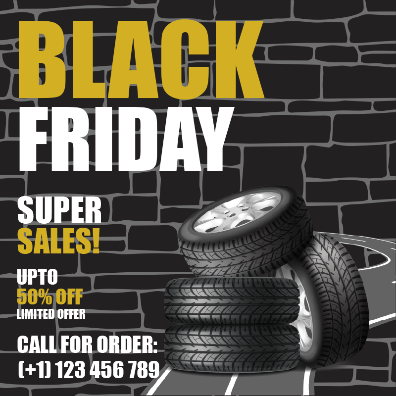 Custom Outdoor Yard Signs Multiple Sizes Black Friday Tires