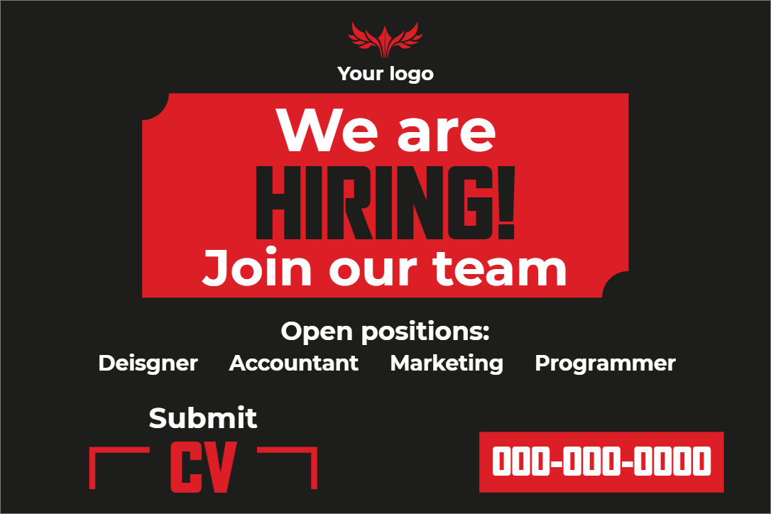 Custom Outdoor Yard Signs Multiple Sizes We Are Hiring! Join Our Team