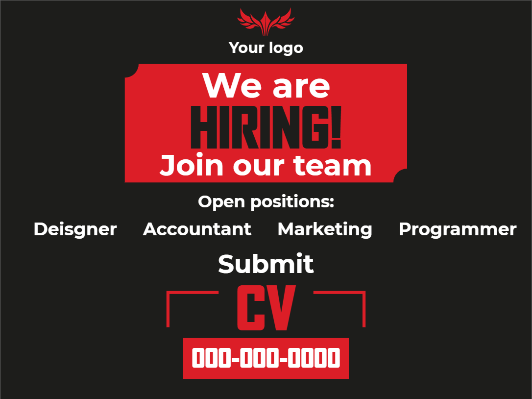 Custom Outdoor Yard Signs Multiple Sizes We Are Hiring! Join Our Team