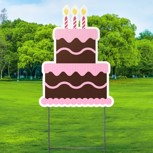 Custom Outdoor Yard Signs Multiple Sizes Birthday Cake