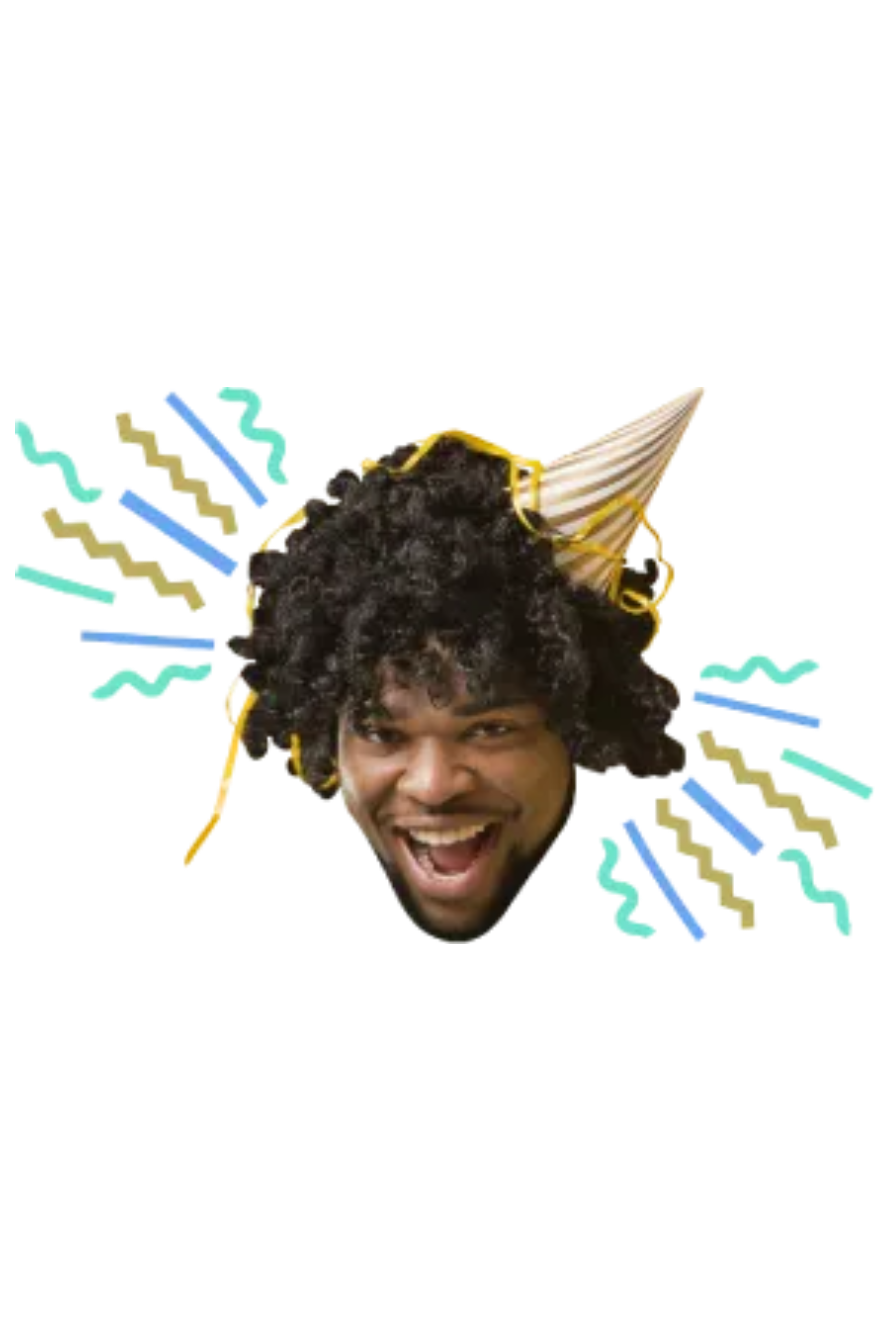 Custom Big Head Cutouts Multiple Sizes Party Hat Ribbon