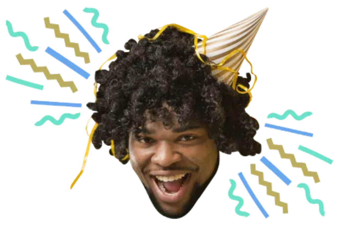 Custom Big Head Cutouts Multiple Sizes Party Hat Ribbon