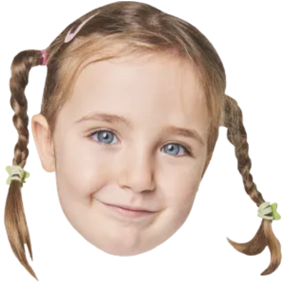 Custom Big Head Cutouts Multiple Sizes Girl Braids