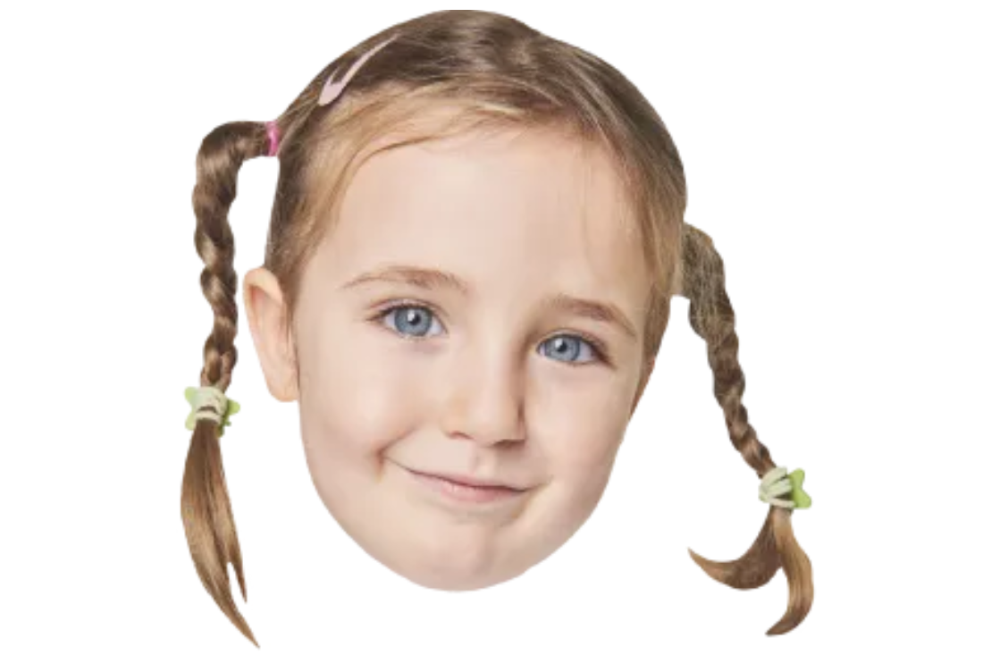 Custom Big Head Cutouts Multiple Sizes Girl Braids