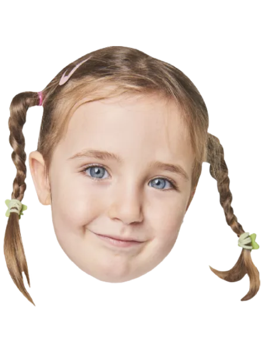 Custom Big Head Cutouts Multiple Sizes Girl Braids