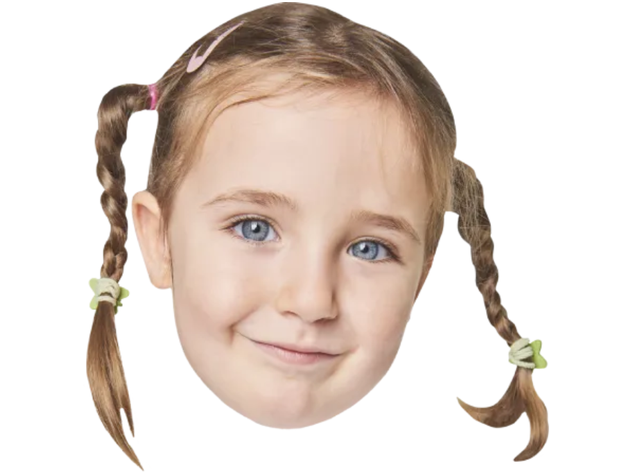 Custom Big Head Cutouts Multiple Sizes Girl Braids