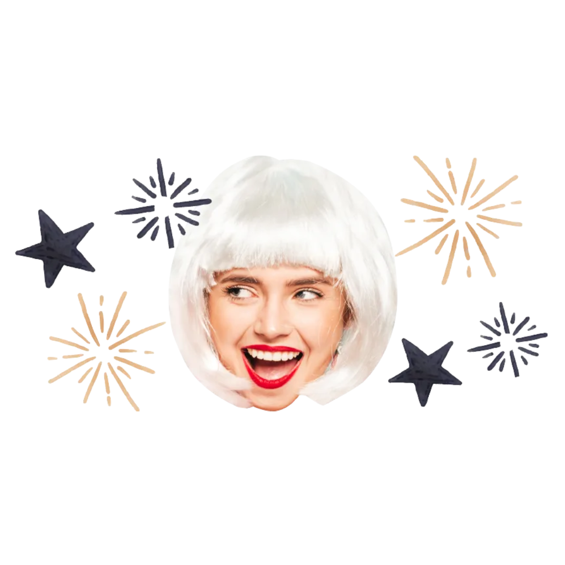 Custom Big Head Cutouts Multiple Sizes Party White Hair