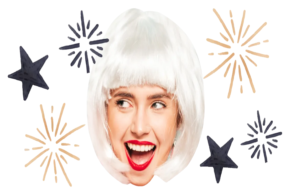 Custom Big Head Cutouts Multiple Sizes Party White Hair