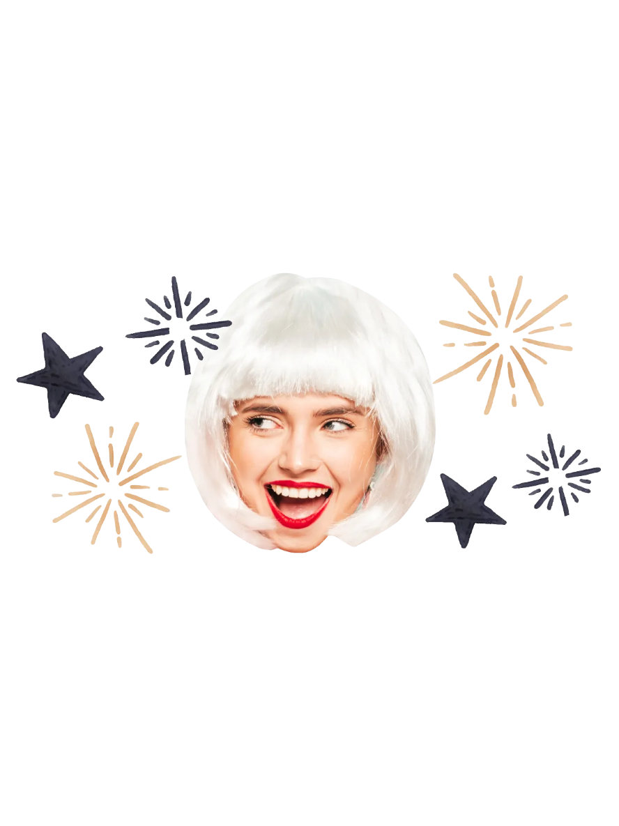 Custom Big Head Cutouts Multiple Sizes Party White Hair