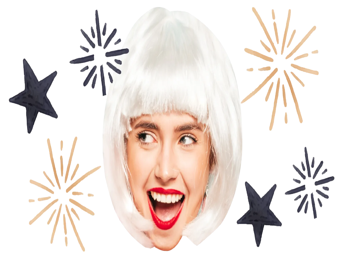 Custom Big Head Cutouts Multiple Sizes Party White Hair