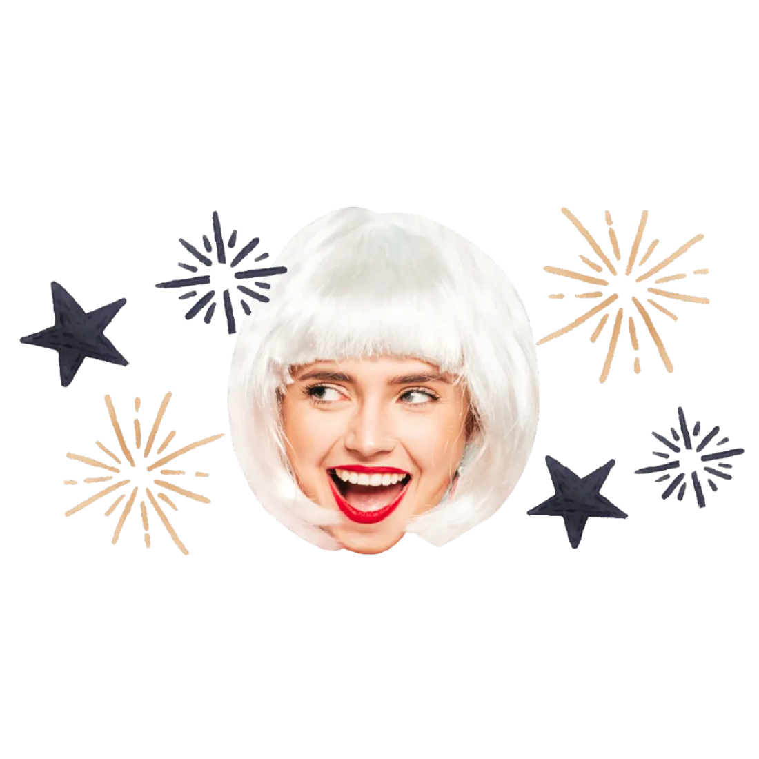 Custom Big Head Cutouts Multiple Sizes Party White Hair