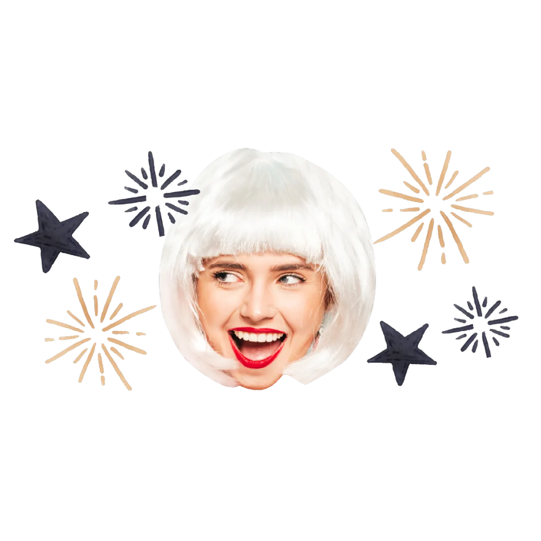 Custom Big Head Cutouts Multiple Sizes Party White Hair