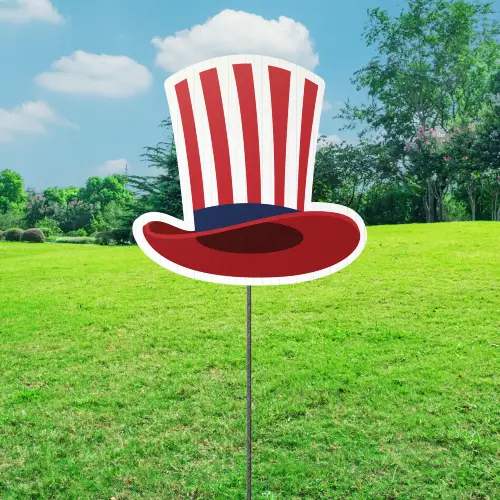 Custom Outdoor Yard Signs Multiple Sizes Independence Day Hat