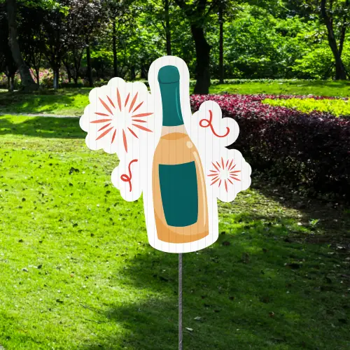 Custom Outdoor Yard Signs Multiple Sizes New Year Wine Bottle