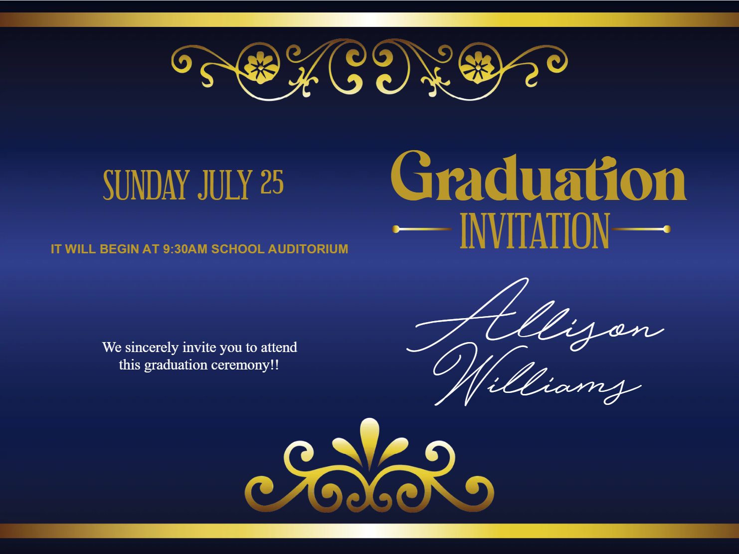 Custom Outdoor Yard Signs Multiple Sizes Graduation Invitation