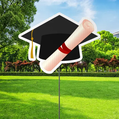 Custom Outdoor Yard Signs Multiple Sizes Graduation Hat