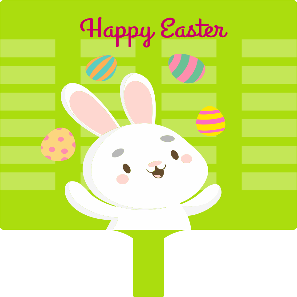 Custom Hand Fans Multiple Sizes Easter Bunny