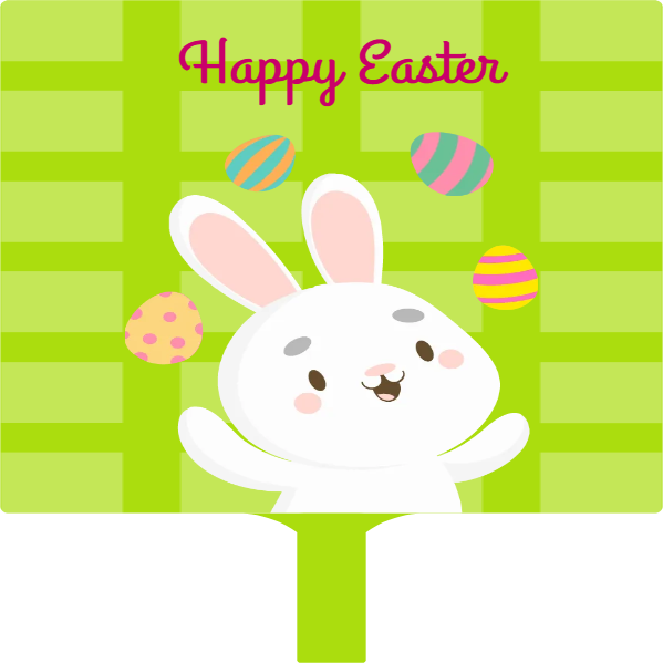 Custom Hand Fans Multiple Sizes Easter Bunny