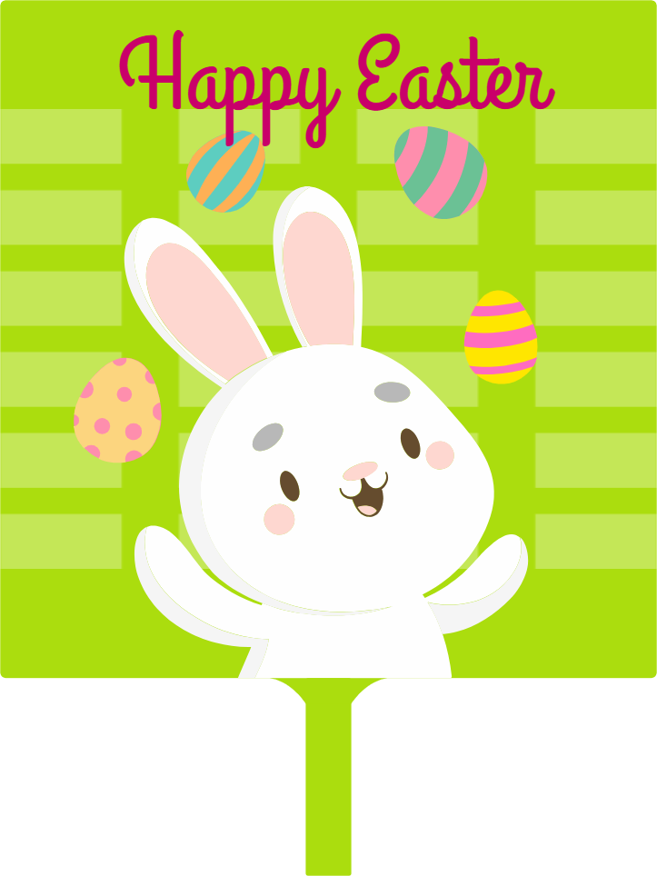 Custom Hand Fans Multiple Sizes Easter Bunny