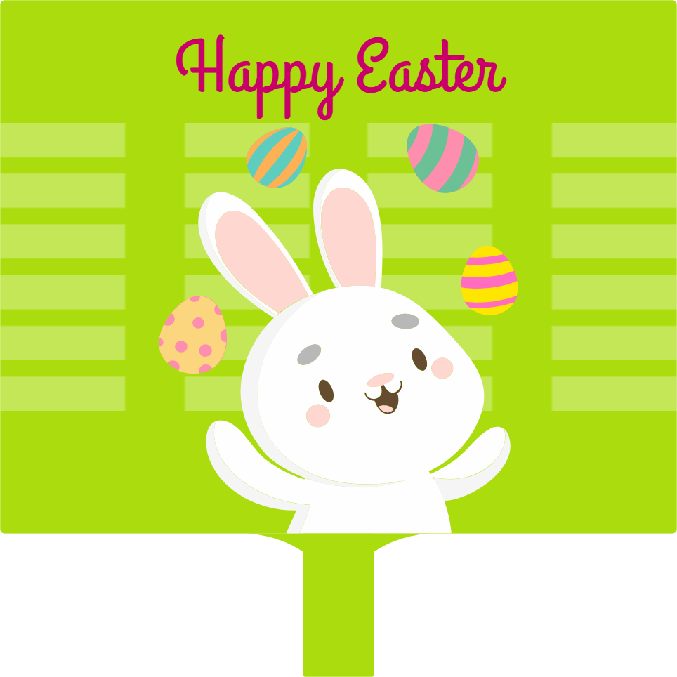 Custom Hand Fans Multiple Sizes Easter Bunny