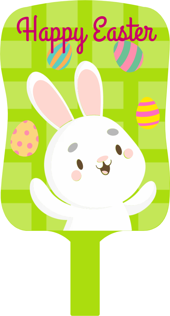 Custom Hand Fans Multiple Sizes Easter Bunny