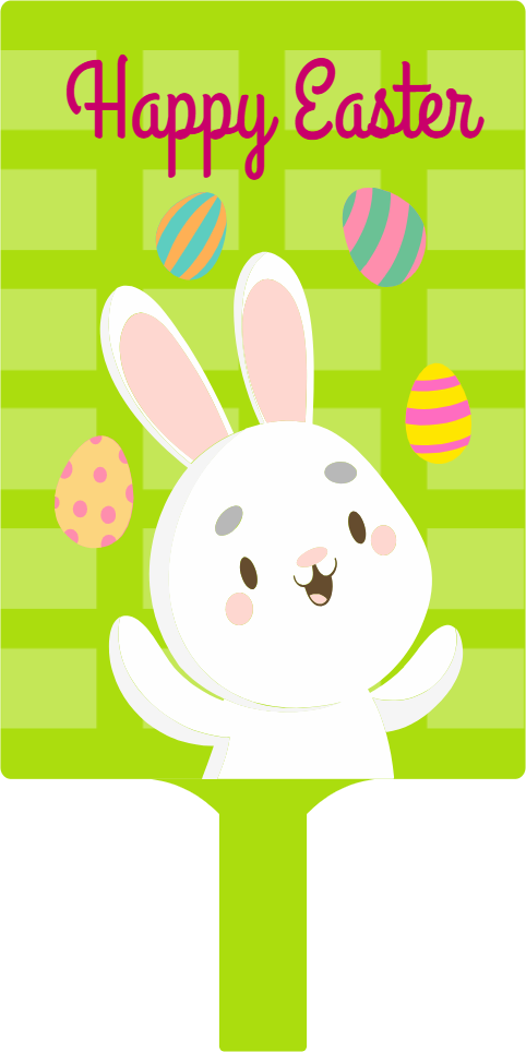 Custom Hand Fans Multiple Sizes Easter Bunny