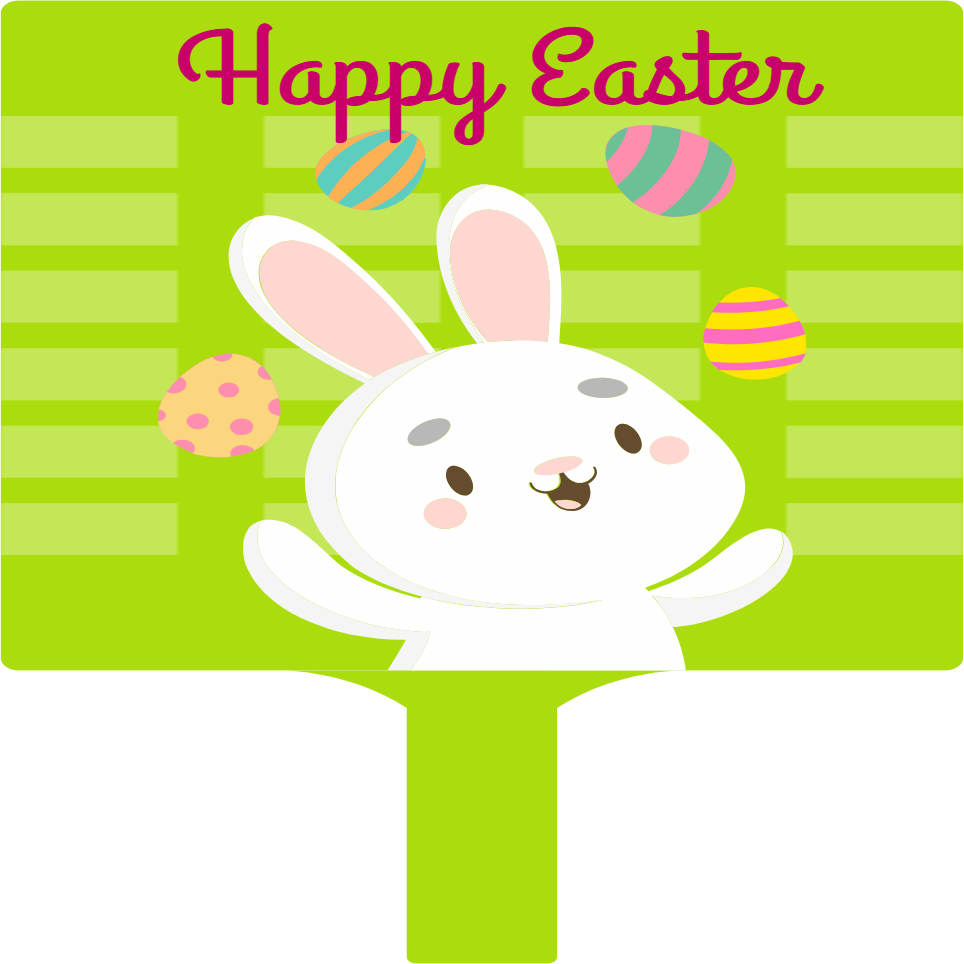 Custom Hand Fans Multiple Sizes Easter Bunny