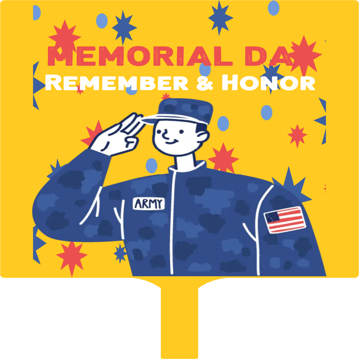 Custom Hand Fans Multiple Sizes Remember & Honor Memorial Day