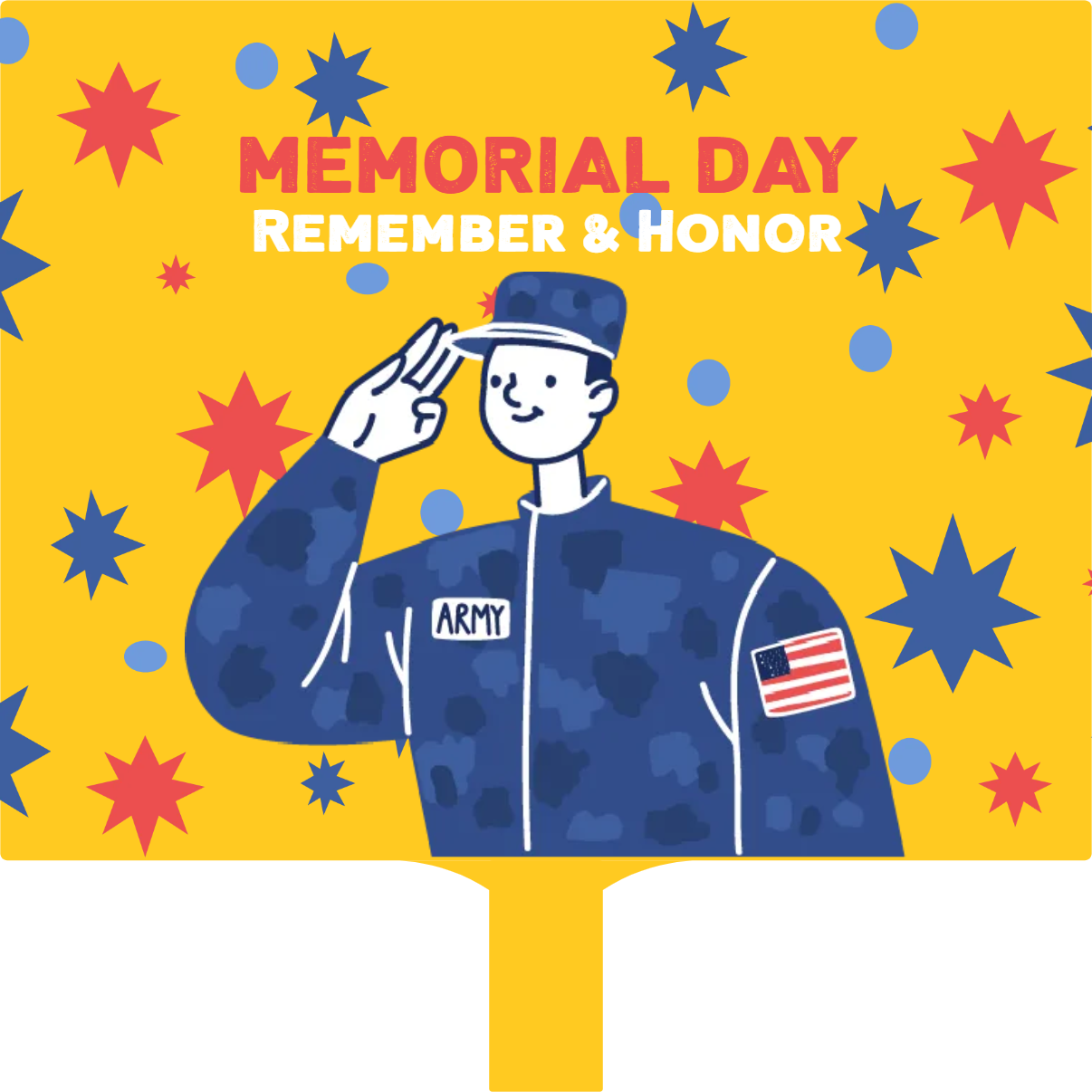 Custom Hand Fans Multiple Sizes Remember & Honor Memorial Day