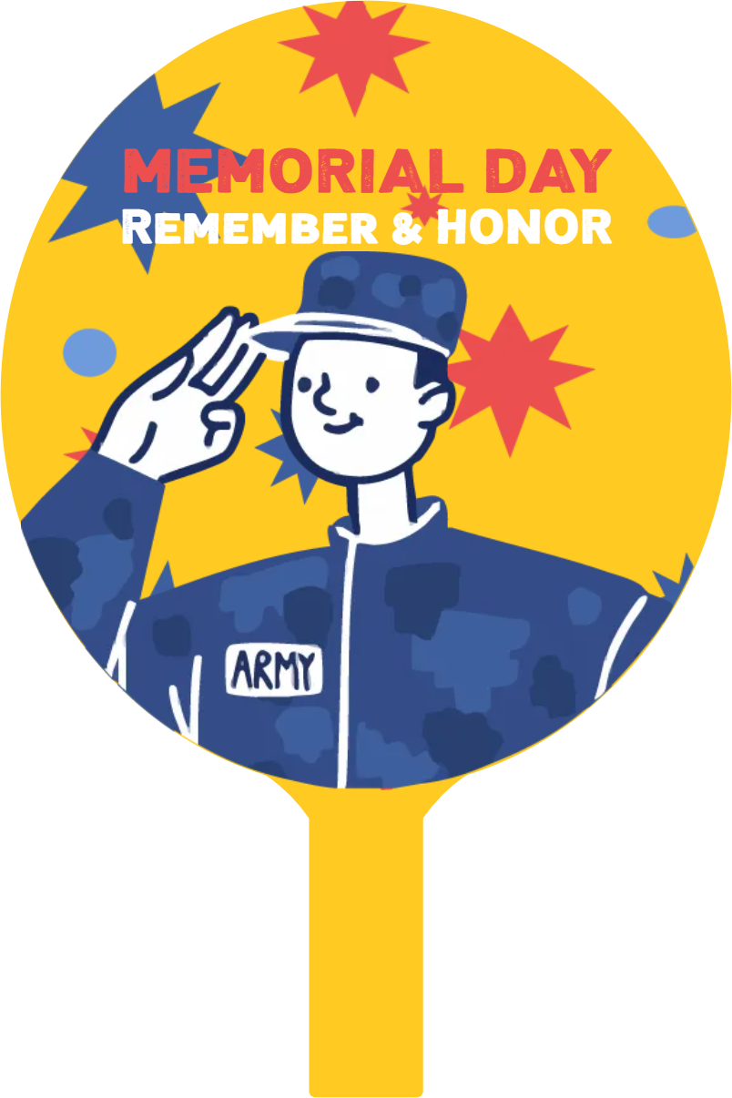 Custom Hand Fans Multiple Sizes Remember & Honor Memorial Day