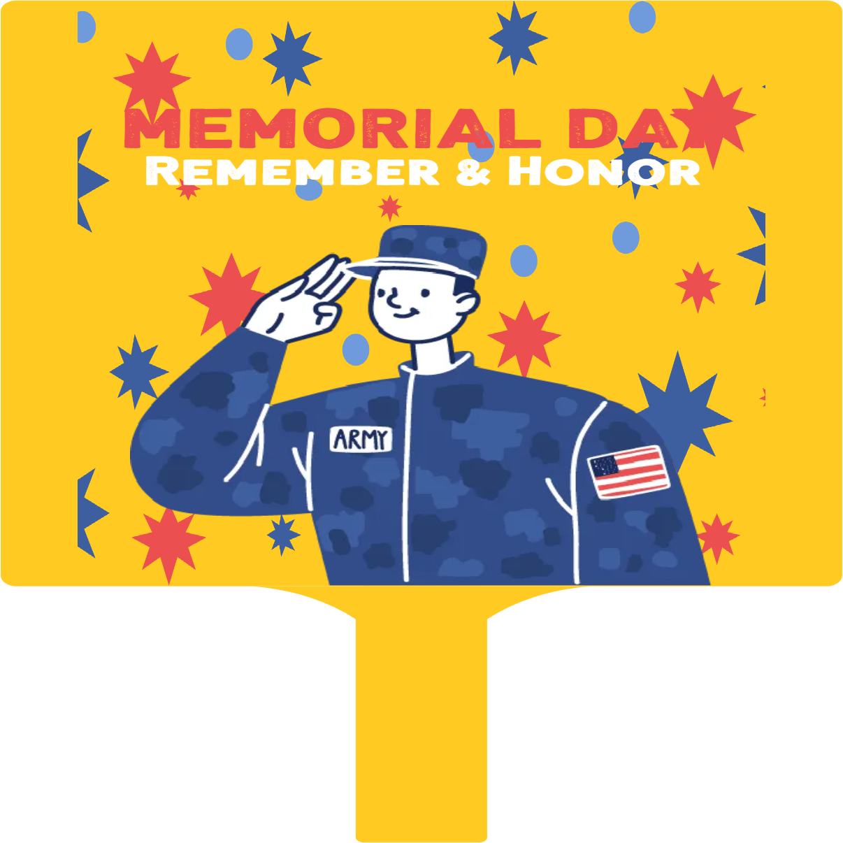 Custom Hand Fans Multiple Sizes Remember & Honor Memorial Day