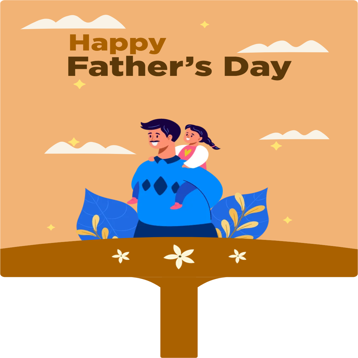 Custom Hand Fans Multiple Sizes Happy Father's Day Sign