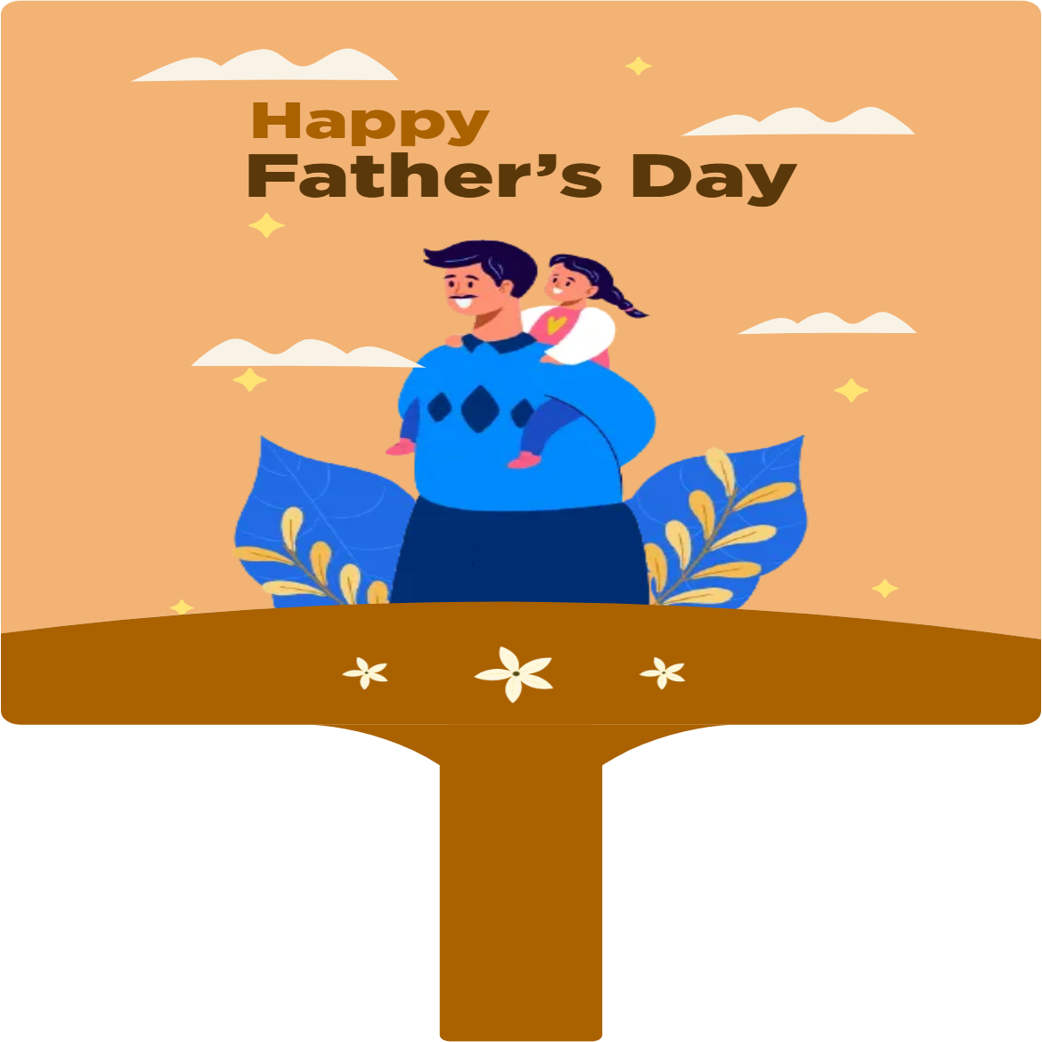 Custom Hand Fans Multiple Sizes Happy Father's Day Sign