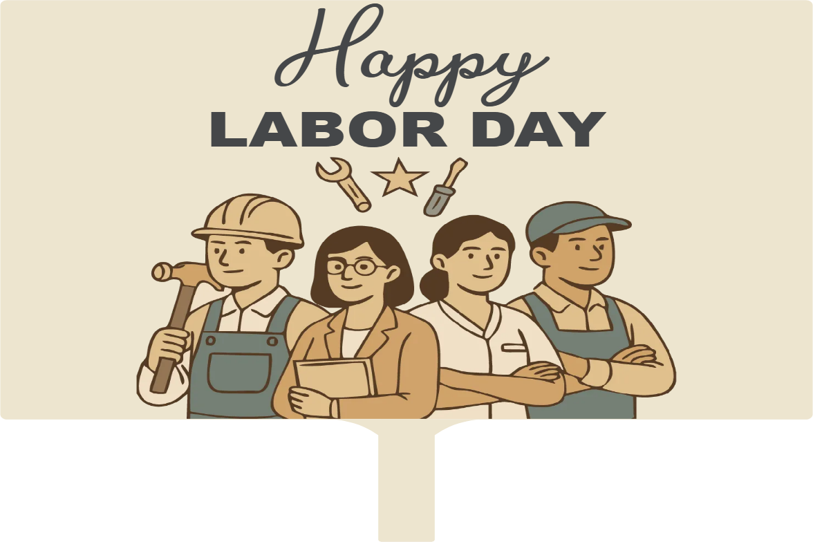 Custom Hand Fans Multiple Sizes Happy Labor Day