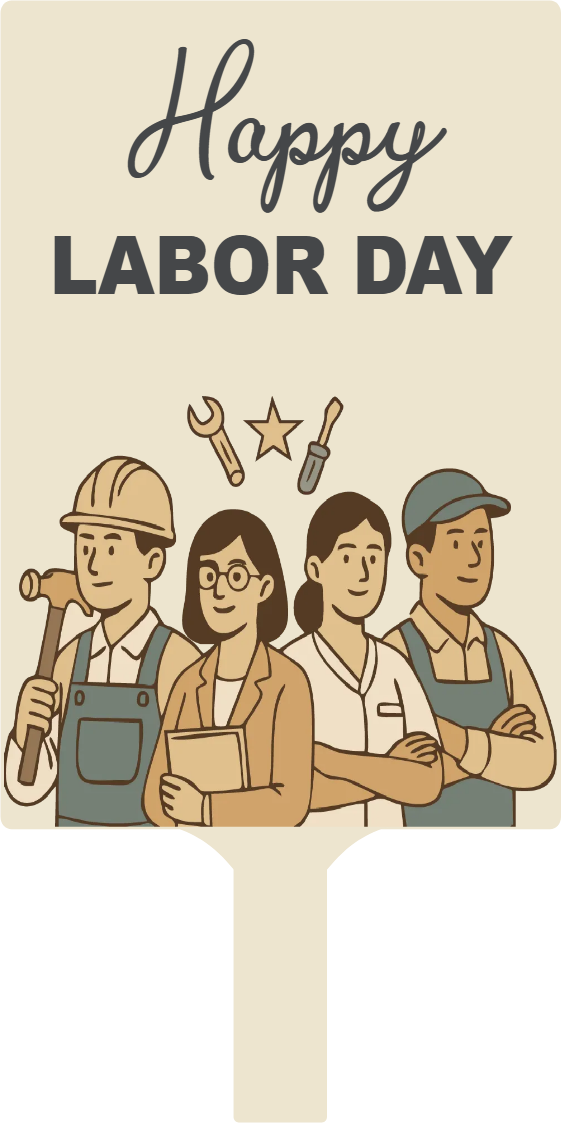 Custom Hand Fans Multiple Sizes Happy Labor Day