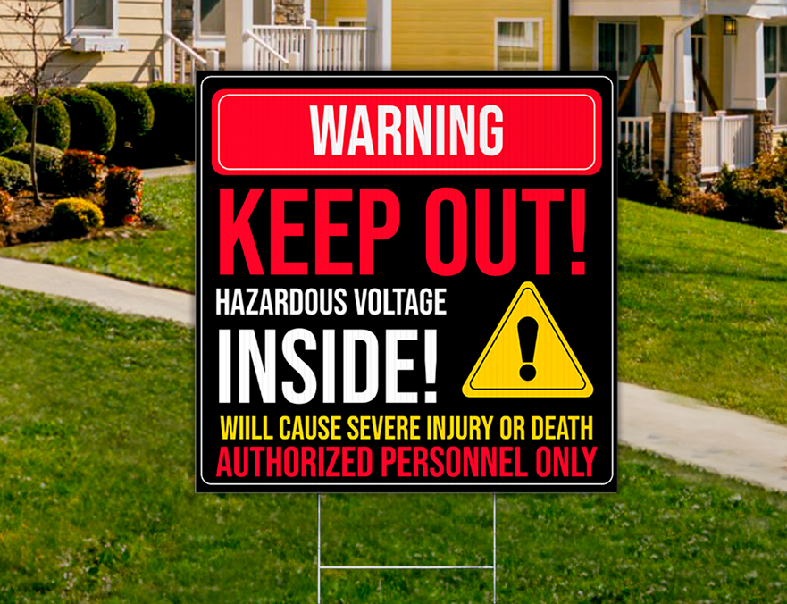 Custom Outdoor Yard Signs Multiple Sizes Hazardous Voltage