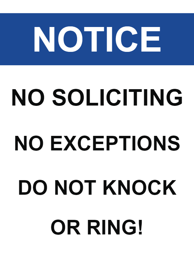 Custom Outdoor Yard Signs Multiple Sizes No Soliciting Notice