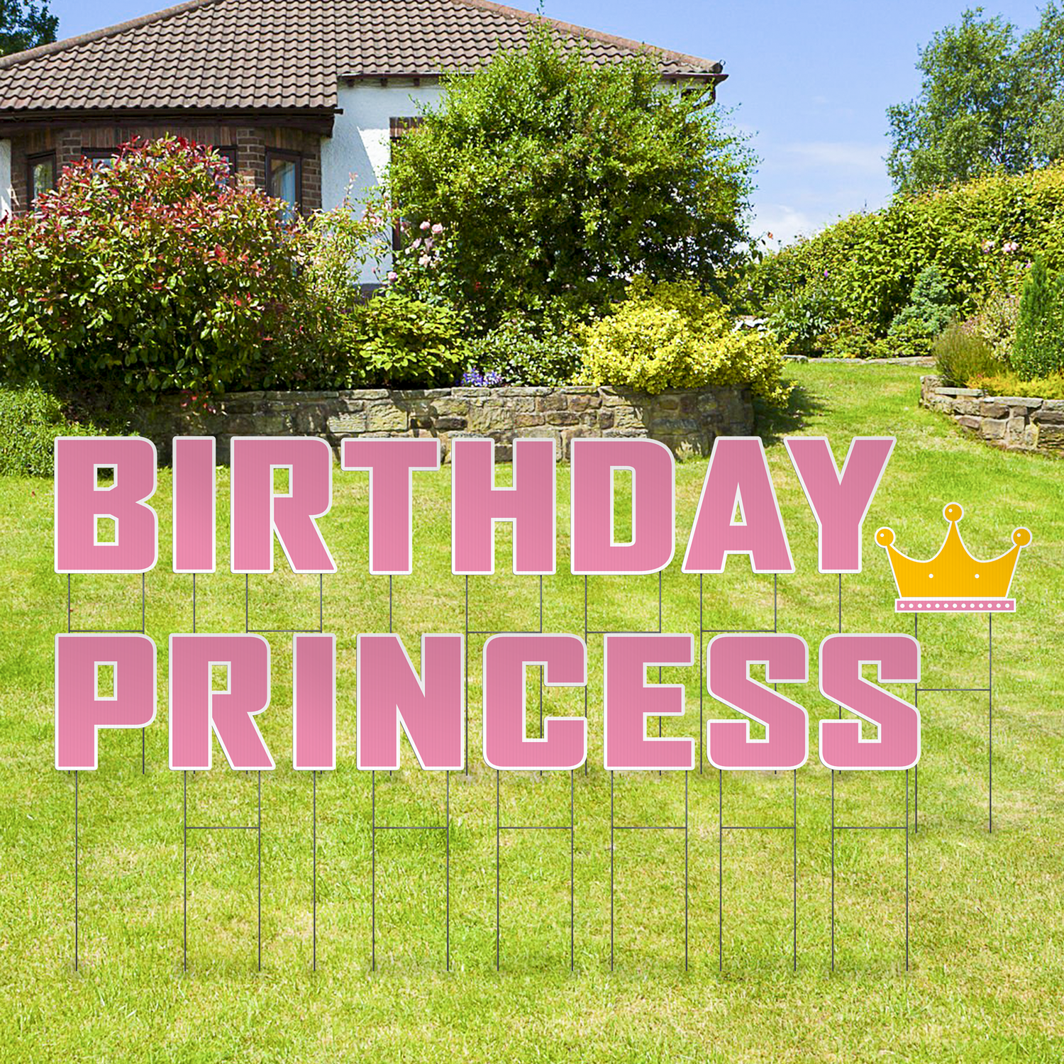 Custom Outdoor Yard Signs Multiple Sizes Pre-Packed Birthday Princess