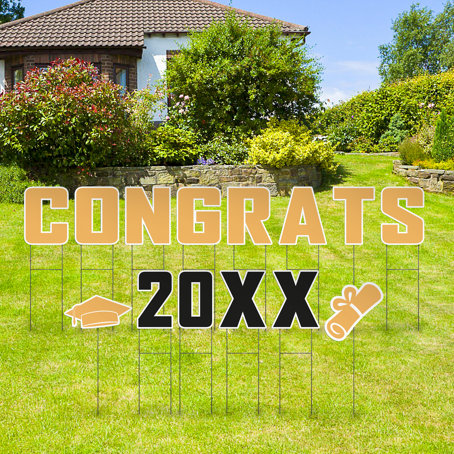Custom Outdoor Yard Signs Multiple Sizes Pre-Packed Congrats 20XX