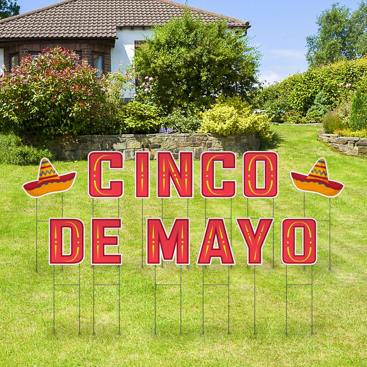 Custom Outdoor Yard Signs Multiple Sizes Pre-Packed Cinco De Mayo