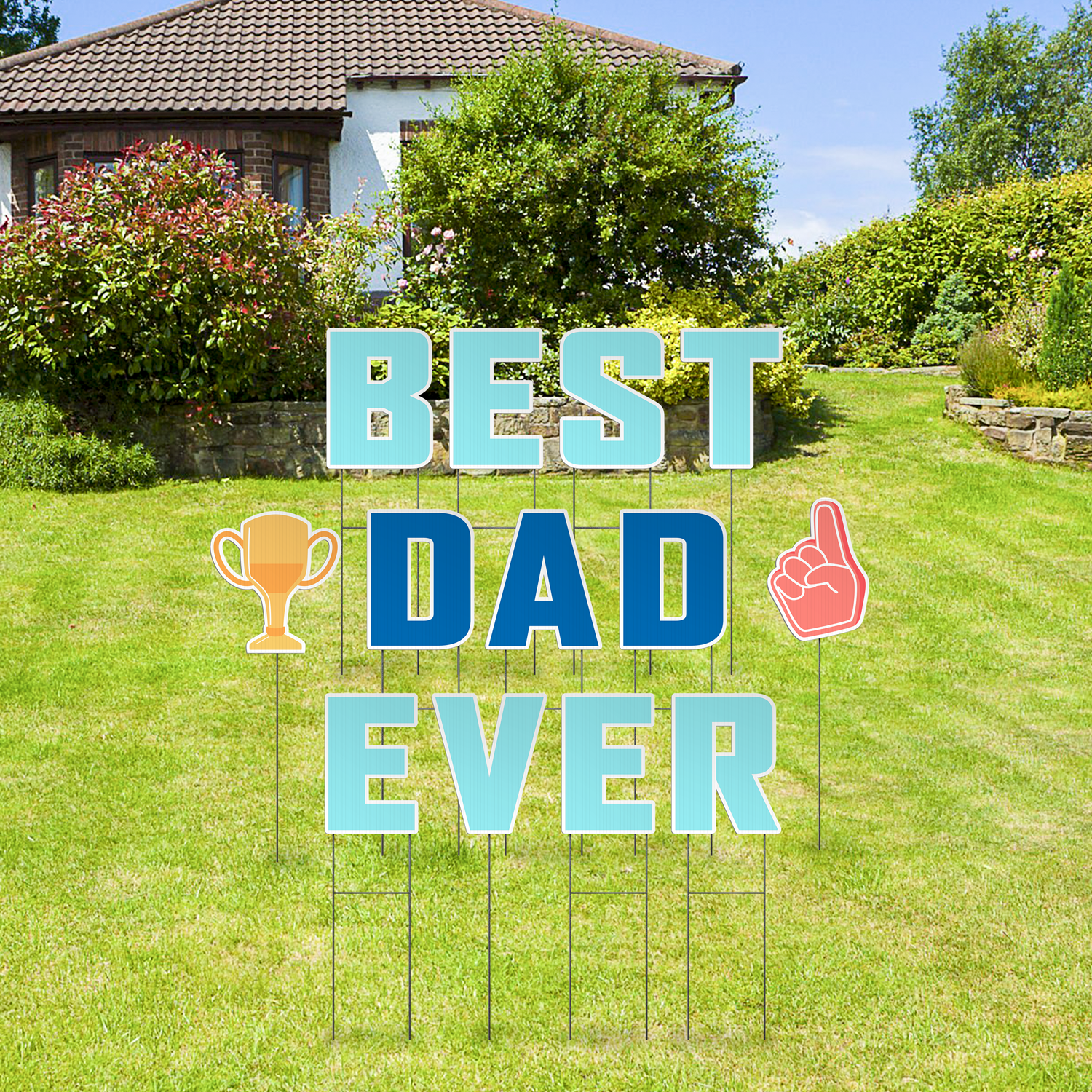 Custom Outdoor Yard Signs Multiple Sizes Pre-Packed Best Dad Ever