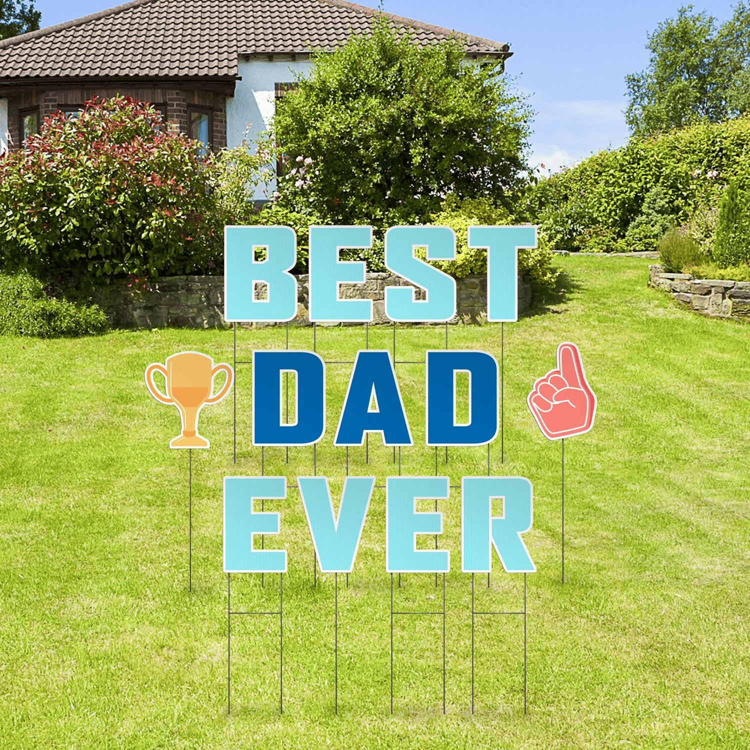 Custom Outdoor Yard Signs Multiple Sizes Pre-Packed Best Dad Ever