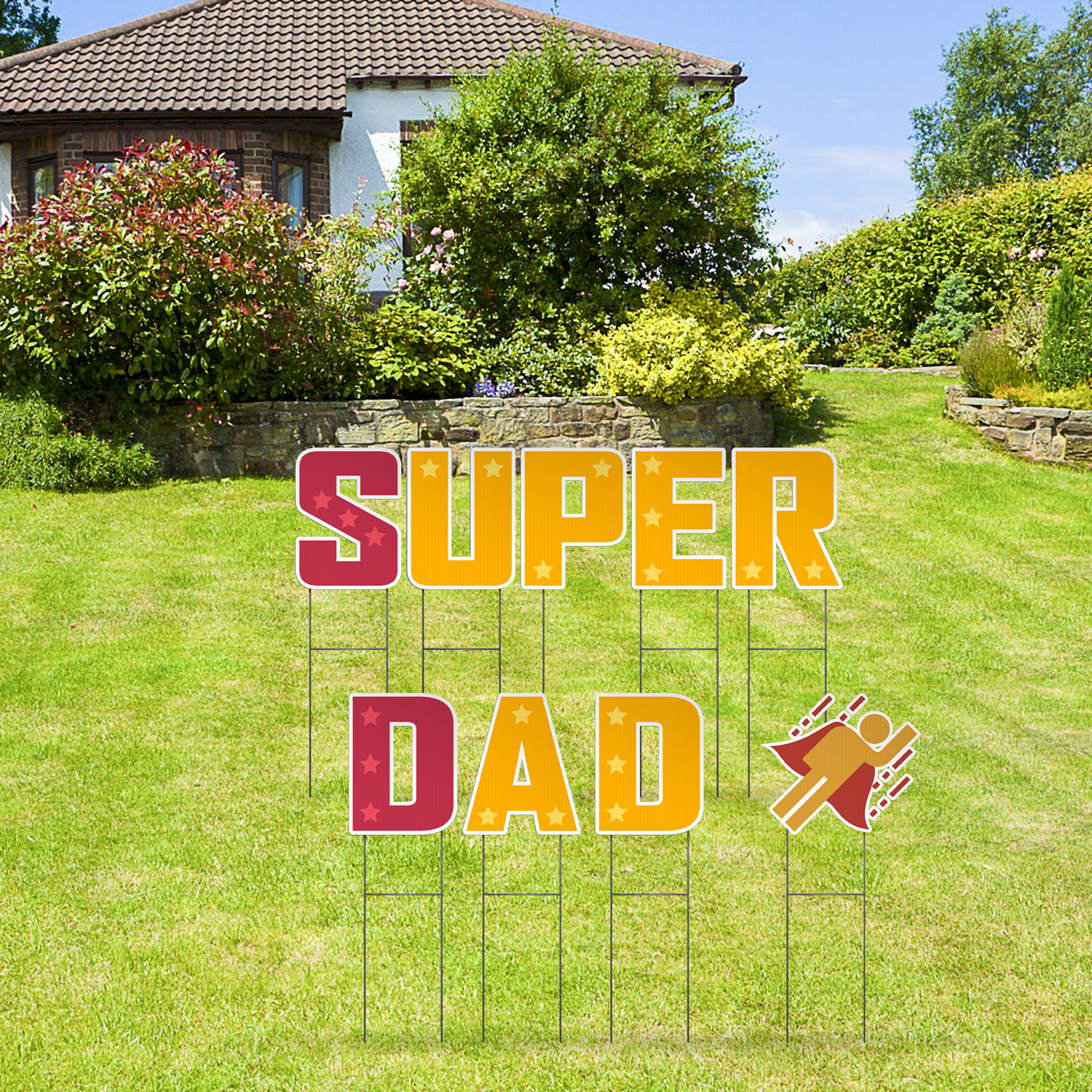 Custom Outdoor Yard Signs Multiple Sizes Pre-Packed Super Dad