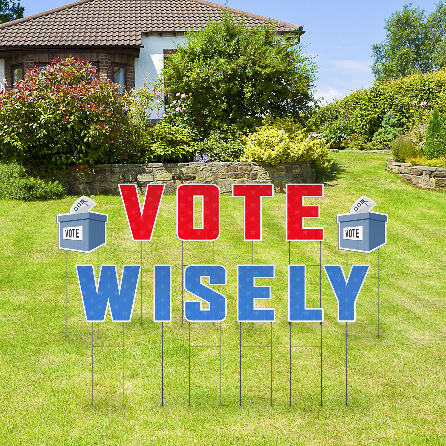 Custom Outdoor Yard Signs Multiple Sizes Pre-Packed Vote Wisely